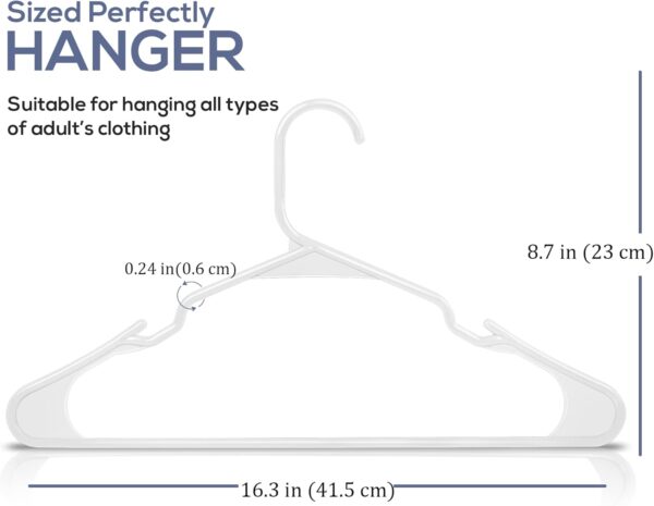 Utopia Home Plastic Hangers 50 Pack - Perfect for Clothes Hangers Space Saving - Durable and Strong Coat or Pant Hangers for Closet Organizers and Storage with Shoulder Grooves (White) - Image 3