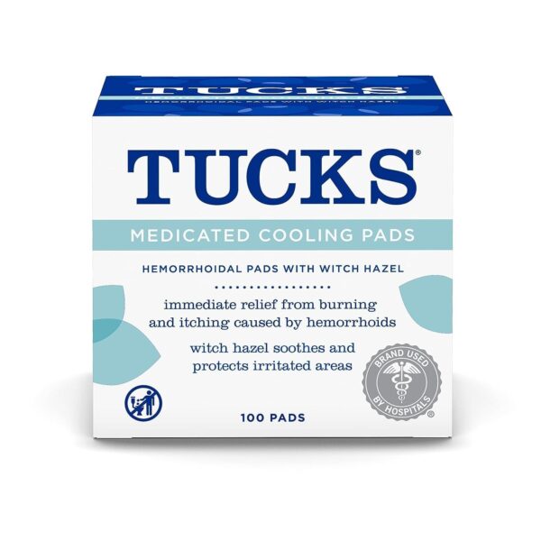 TUCKS Medicated Cooling Pads, 100 Count – Pads with Witch Hazel, Cleanses Sensitive Areas, Protects from Irritation, Hemorrhoid Treatment, Medicated Pads Used By Hospitals  Health & Household