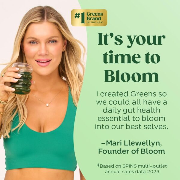 Bloom Nutrition Superfood Greens Powder, Digestive Enzymes with Probiotics and Prebiotics, Gut Health, Bloating Relief for Women, Chlorella, Juice Mix w/Beet Root Powder, 30 SVG, Orange Passionfruit  Health & Household - Image 6