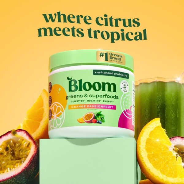 Bloom Nutrition Superfood Greens Powder, Digestive Enzymes with Probiotics and Prebiotics, Gut Health, Bloating Relief for Women, Chlorella, Juice Mix w/Beet Root Powder, 30 SVG, Orange Passionfruit  Health & Household - Image 24