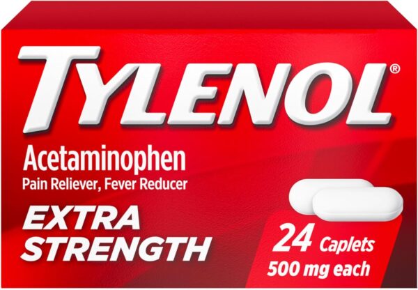 Tylenol Extra Strength Caplets with 500 mg Acetaminophen, Pain Reliever and Fever Reducer for Headache, Backache, Toothache & Minor Arthritis Pain Relief, 100 Count  Health & Household - Image 19