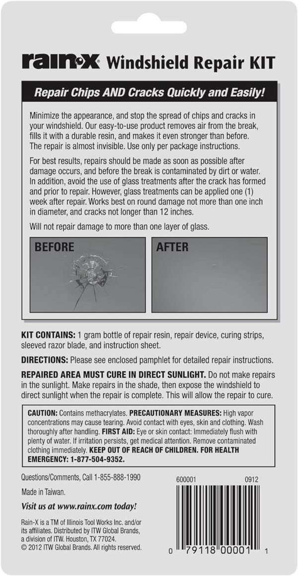 Rain-X 600001 Windshield Repair Kit - Quick and Easy Durable Resin Based Windshield Repair Kit for Chips and Cracks - Image 6