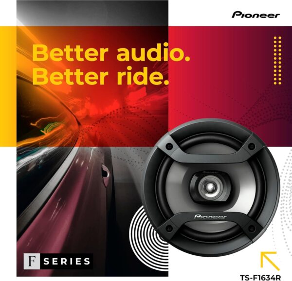 Pioneer TS-F1634R 2-Way Coaxial Car Audio Speakers Full Range 6.5" Round Speakers 200W Max Enhanced Bass Response Easy Installation Black Car Speakers - Image 3