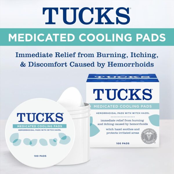 TUCKS Medicated Cooling Pads, 100 Count – Pads with Witch Hazel, Cleanses Sensitive Areas, Protects from Irritation, Hemorrhoid Treatment, Medicated Pads Used By Hospitals  Health & Household - Image 14