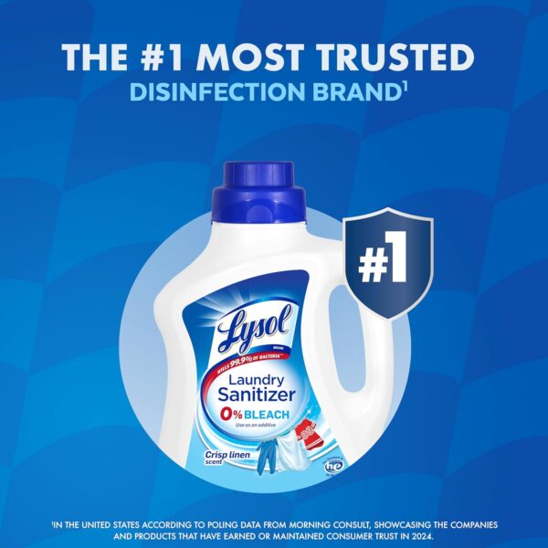 Lysol Disinfectant Laundry Sanitizer & Scent Booster, Laundry Detergent Additive, Color Safe Bleach Alternative, Laundry Odor Eliminator, Kills Bacteria & Viruses, Crisp Linen Scent, 90 Fl Oz - Image 3