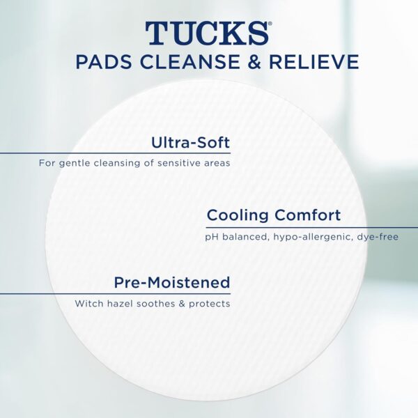 TUCKS Medicated Cooling Pads, 100 Count – Pads with Witch Hazel, Cleanses Sensitive Areas, Protects from Irritation, Hemorrhoid Treatment, Medicated Pads Used By Hospitals  Health & Household - Image 7