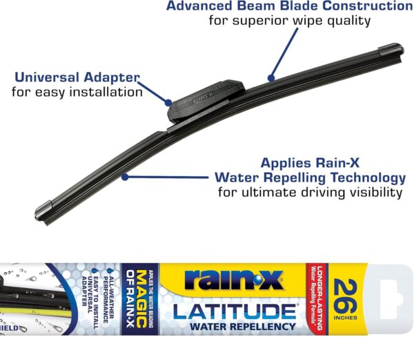 Rain-X 5079281-2 Latitude 2-In-1 Wiper Blades, 26 Inch Windshield Wipers (Pack Of 1), Automotive Replacement Windshield Wiper Blades With Patented Rain-X Water Repellency Formula - Image 3