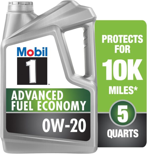 Mobil 1 Advanced Fuel Economy Full Synthetic Motor Oil 0W-20, 5 Quart