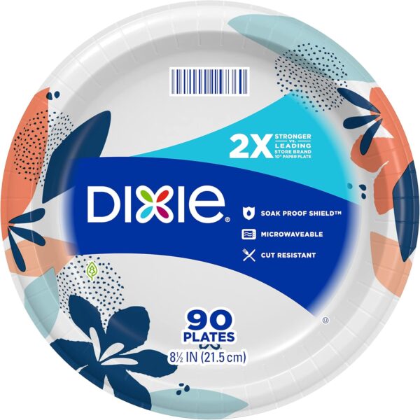 Dixie Medium Paper Plates, 8.5 Inch, 90 Count, 2X Stronger