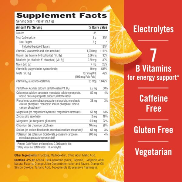 Emergen-C 1000mg Vitamin C Powder for Daily Immune Support Caffeine Free Vitamin C Supplements with Zinc and Manganese, B Vitamins and Electrolytes, Super Orange Flavor - 30 Count  Health & Household - Image 13