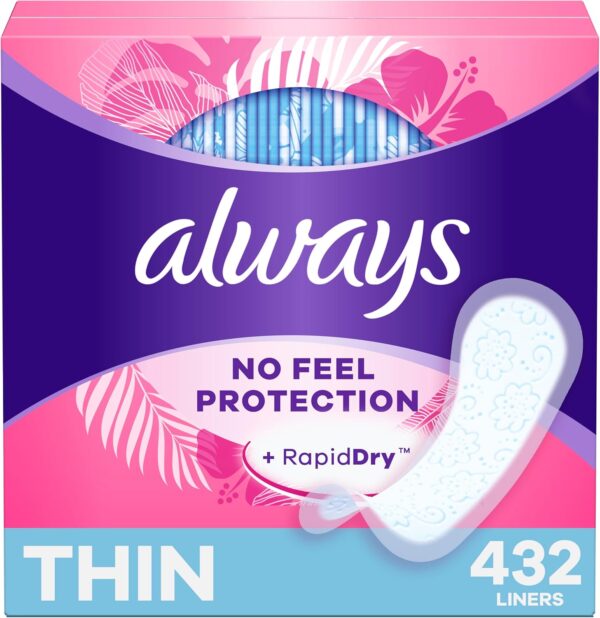 Always Thin Daily Panty Liners for Women, Light Absorbency, Unscented, 162 Count (Packaging May Vary) - Image 22