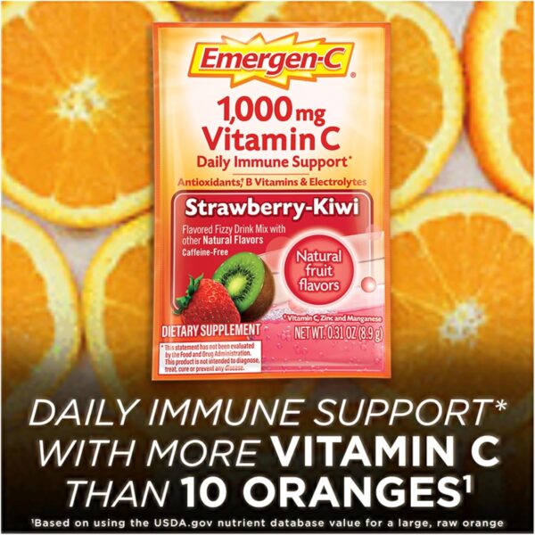 Emergen-C 1000mg Vitamin C Powder for Daily Immune Support Caffeine Free Vitamin C Supplements with Zinc and Manganese, B Vitamins and Electrolytes, Super Orange Flavor - 30 Count  Health & Household - Image 17