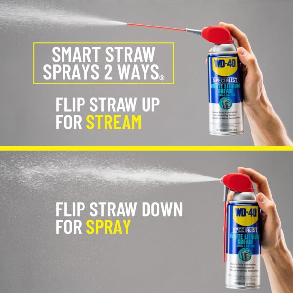 WD-40 Specialist White Lithium Grease Spray with SMART STRAW SPRAYS 2 WAYS, 10 OZ - Image 4