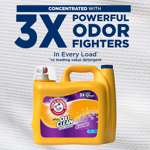 Arm & Hammer Plus OxiClean Odor Blasters Fresh Burst, 128 Loads Liquid Laundry Detergent, 166.5 Fl oz - Image 4