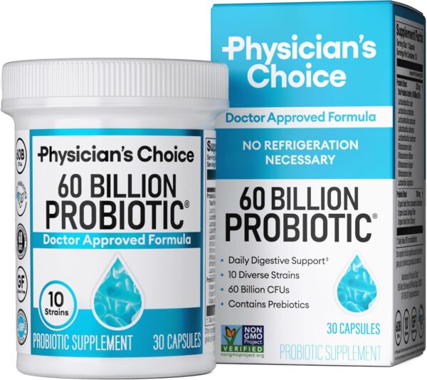 Physician's Choice Probiotics 60 Billion CFU - 10 Strains + Organic Prebiotics - Immune, Digestive & Gut Health - Supports Occasional Constipation, Diarrhea, Gas & Bloating - for Women & Men - 30ct  Health & Household - Image 24