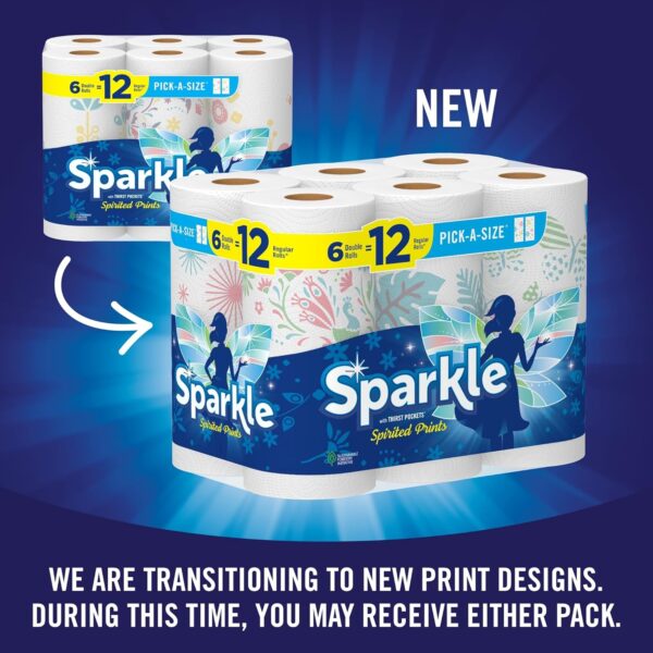 Sparkle Pick-A-Size Paper Towels, Spirited Prints, 6 Double Rolls = 12 Regular Rolls, Everyday Value Paper Towel With Full And Half Sheets - Image 3