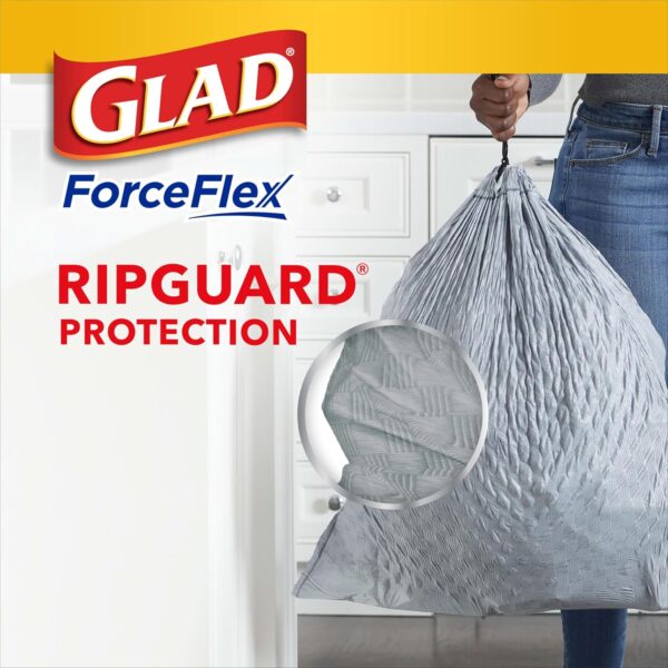 Glad Tall Kitchen Drawstring Trash Bags - Odorshield 13 Gallon White Trash Bag, Febreze Fresh Clean, 110 Count - Image 5