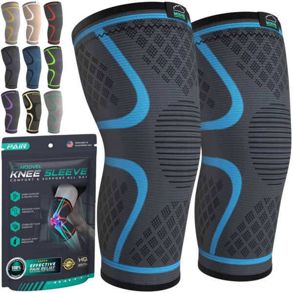 Modvel Compression Knee Brace for Women & Men - 2 Pack Knee Brace for Women Running Knee Pain, Knee Support Compression Sleeve, Workout Sports Knee Braces for Meniscus Tear ACL & Arthritis Pain Relief  Health & Household - Image 23