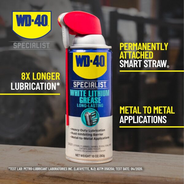 WD-40 Specialist White Lithium Grease Spray with SMART STRAW SPRAYS 2 WAYS, 10 OZ - Image 3