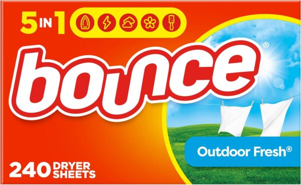 Bounce Dryer Sheets Laundry Fabric Softener, Outdoor Fresh Scent, 240 Count